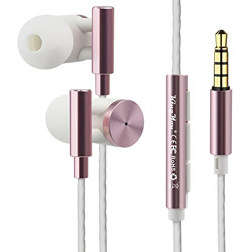 Ear Buds KingYou Earbuds Wired in Ear Headphones Extra Bass Noise-Isolating Earphones with Microphone and Volume Control for iPhone iPad iPod Android MP3 Player Tablet Laptop Rose Gold Ear Buds KingYou Earbuds Wired in Ear Headphones Extra Bass Noise-Isolating Earphones with Microphone and Volume Control for iPhone iPad iPod Android MP3 Player Tablet Laptop Rose Gold