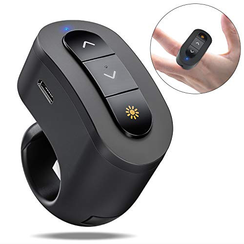 DinoFire Wireless Presenter Finger Ring USB Powerpoint Presentation Clicker Rechargeable RF 2.4 GHz Presentation Remote Control Laser Pointer Slide Advancer Support Mac