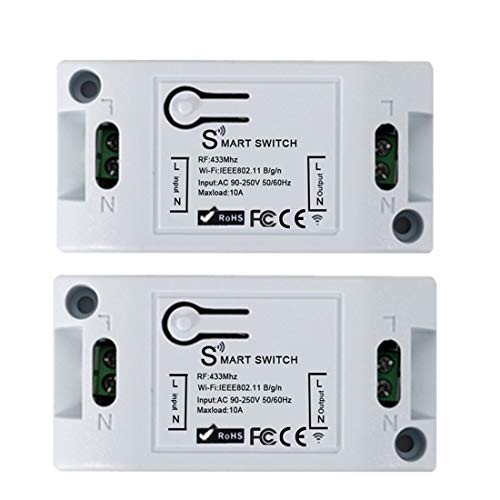 QIACHIP Smart WiFi Switch,433 MHz Universal Smart Home Remote Control DIY WiFi Switch Module Compatible with Amazon Alexa,GoogleHomeAssistant,Nest,Android and iOS (2pcs)