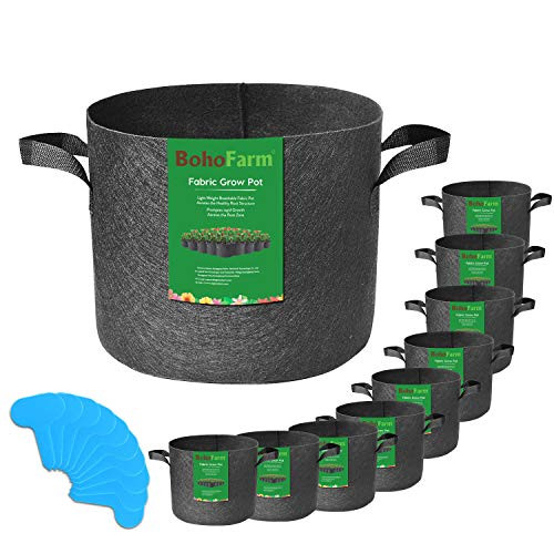 10-Pack 5 Gallon Grow Bags for Potato/Plant Container/Aeration Fabric Pots with Handles (Black) 10-Pack 5 Gallon Grow Bags for Potato/Plant Container/Aeration Fabric Pots with Handles (Black)