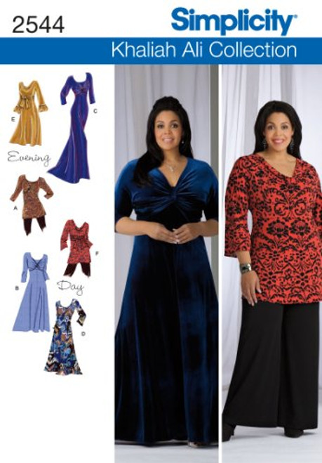 Simplicity Khaliah Ali Pattern 2544 MIsses Knit Dress in 3 Lengths or Tunic with Bodice Variations Sizes 10-12-14-16-18 Simplicity Khaliah Ali Pattern 2544 MIsses Knit Dress in 3 Lengths or Tunic with Bodice Variations Sizes 10-12-14-16-18