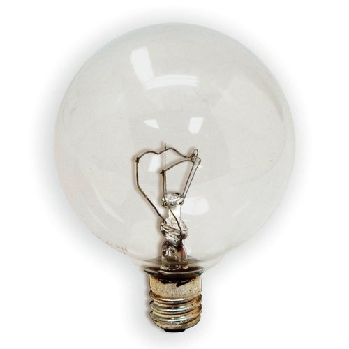 GE 17730-12 40 Watt Decorative Candelabra Globe G16.5 Light Bulb, Crystal Clear, 12-Pack