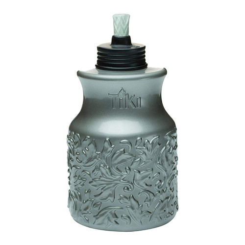 TIKI Brand 7' Baroque Barrel Table Torch Pewter, Glass