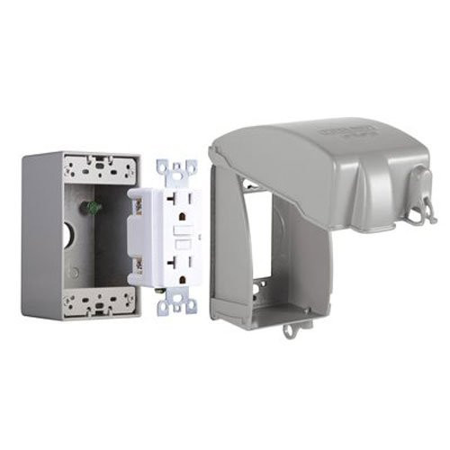 Hubbell-Raco Incorporated Mkg4280s Metal Low Profile, Vertical, In Use Cover, Box & GFCI TR Receptacle Kit