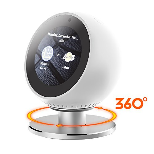 GELISHI Full Aluminum Stand Mount 360° Horizontal Rotation Metal Bracket for Amazon Echo Spot - Strong Magnetice Base Skidproof,Echo Spot Accessories for Home/Office Application Base - Silver