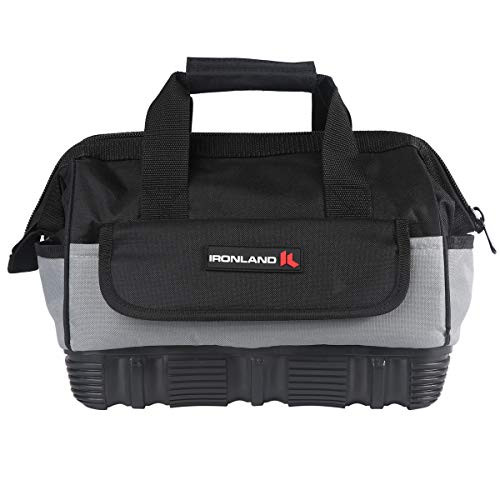 12-inch Tool Bag with Water Proof Molded Base, Wide Mouth Tool Storage Bag with 16-Pocket