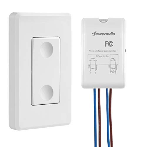 DEWENWILS Wireless Light Switch and Receiver Kit, Wall Switch Remote Control Lighting Fixture for Ceiling Lights, Fans, Lamps, No In-wall Wiring Required, 100 Ft RF Range, Programmable