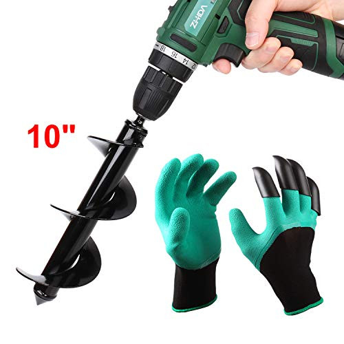 UGarden Garden Plant Flower Bulb Auger 3" x 10" Inch Rapid Planter, Earth Auger Bit, Fence Post Hole Digger Drill Bit- Bulb & Bedding Plant Auger