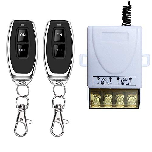 DONJON Wireless Remote Switch with 328ft Long Range DC 12V/24v/48v/72V Switch for Anti-Theft Alarms, Security Systems Roller Lind Door,Gate Barriers, Motor Cycles etc(White)