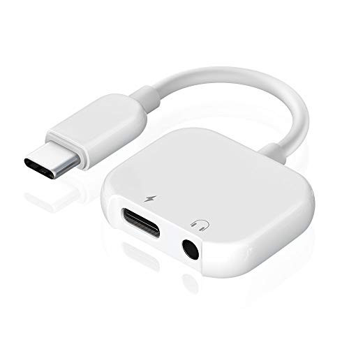 TITACUTE Type C to 3.5mm Audio Adapter, 2 in 1 USB C Digital Adapter with DAC Chip Headphone and Charger Splitter USB C Aux Adapter Compatible with Google Pixel 3 XL, Huawei P30 Pro, iPad Pro 2018