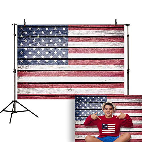 Allenjoy 7x5ft Independence Day Photography Backdrop American Flag Retro Patriotic 4th of July Wood Floor Wall Background Veterans Memorial National Day Party Banner Selfie Photo Studio Booth