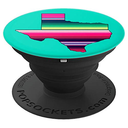Texas Rustic Turquoise Pink Green Serape Print State Pride - PopSockets Grip and Stand for Phones and Tablets