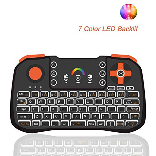 Mini Wireless Keyboard, Tripsky TZ10 Mini Keyboard, Handheld Remote with Touchpad Mouse for Android TV Box, HTPC, IPTV, Android OS (Black)