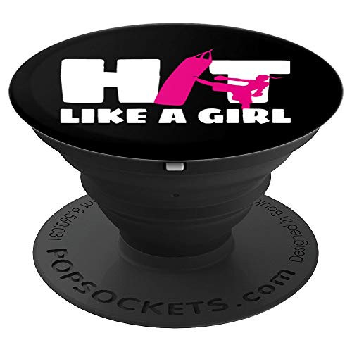 Hit Like A Girl Kickboxing Kickboxer Gift Women Girls Gadget - PopSockets Grip and Stand for Phones and Tablets