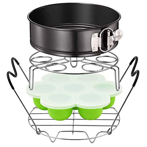 ASBYFR Pressure Cooker Accessories Fits 6qt 8qt Instant Pot,Ninja Foodi, Other Mullti Cookers - Instant Pot Accessories with Egg Bites Molds, Springform Pan, Steamer Rack with Handles and Egg Rack