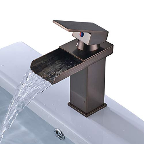 Rozin Antique Copper Waterfall Bathroom Basin Faucet Deck Mounted One Hole Vanity Sink Mixer Tap