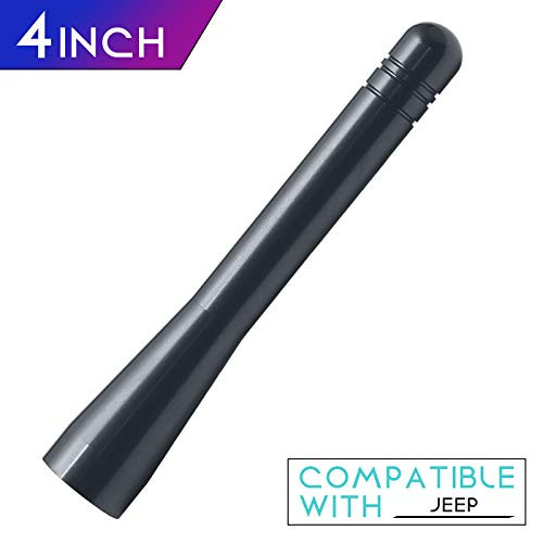 Elitezip Replacement Antenna for Jeep JK Wrangler 2007-2017 | Optimized AM/FM Reception with Tough Material | 4 Inches - Carbon Black