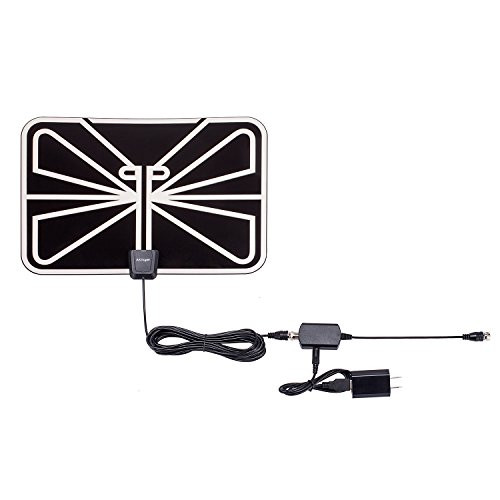 Akinger TV Antenna Amplified 50 Miles Long Range with Detachable Amplifier Signal Booster for Digital Antenna TV, USB Power Supply and 16.5FT High Performance Coax Cable (White)