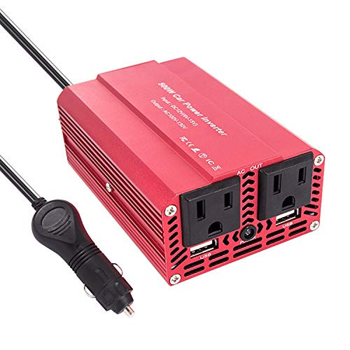 imoli 300W/500W(Peak) Power Inverter DC 12V to AC 110V Car Inverter Modified Sine Wave Power Converter 3.1A Dual USB 2 AC Outlets for Emergency Home Travel