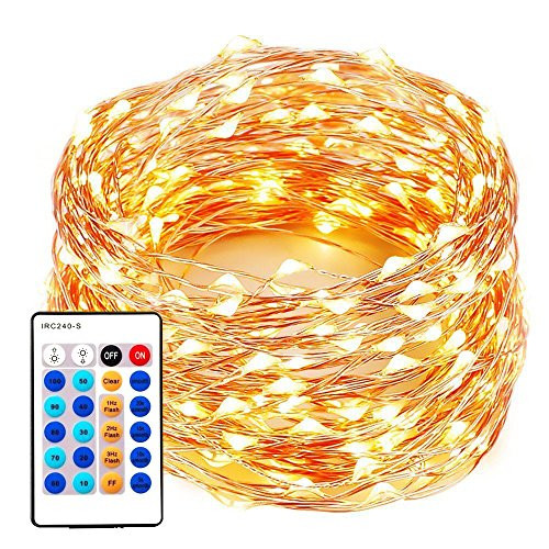 xtf2015 99FT 300LEDs String Lights, Waterproof Dimmable Decorative Fairy Lights with Remote Control, Christmas Lights with UL Listed for Bedroom, Patio, Wedding and Party, Christmas Tree, Warm White