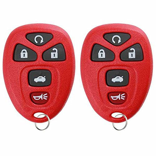 KeylessOption Keyless Entry Remote Control Car Key Fob Replacement 15912860 -Red (Pack of 2)