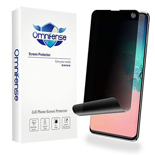Omnifense Galaxy S10 Privacy Screen Protector [Case Friendly] Full Adhesive Soft Film Support in-Display Unlock, 2-Way Anti Spy Nano Shield (NOT Tempered Glass) for Samsung Galaxy S10 [2-Pack]