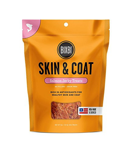 BIXBI Skin & Coat Dog Jerky Treats, Salmon, 5 Ounce