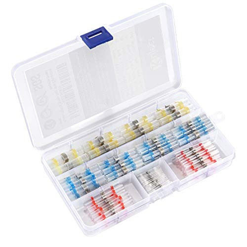 170Pcs Solderless Wire Connectors Kit, Kuject Seft-Solder and Crimpless Heat Shrink Butt Connectors, Solder Seal Waterproof Electrical Butt Splice For Automotive Marine Boat Truck Trailer Wire Joint