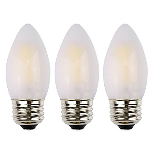 OPALRAY C35 LED Candelabra Bulb, 6W Dimmable, Frosted Glass Housing, E26 Standard Base, 600LM 60W Incandescent Equivalent, Warm White Light 2700K, Torpedo Tip, 3 Pack