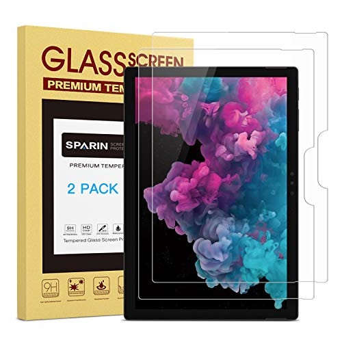 [2 Pack] Screen Protector for Surface Pro 6 / Surface Pro (5th Gen) / Surface Pro 4, SPARIN Tempered Glass Screen Protector with Surface Pen Compatible/Scratch Resistant