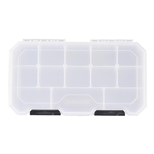 Husky 12 in. 13-Compartment Heavy-Duty Polymer Storage Bin Small Parts Organizer