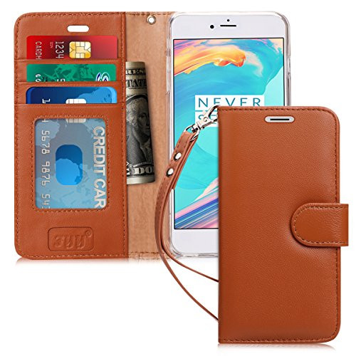 FYY [Luxury Genuine Leather] Wallet Case for iPhone 6S Plus/ iPhone 6 Plus, [Kickstand Feature] Flip Folio Case Cover with[Card Slots]and[Note Pockets]for Apple iPhone 6 Plus/6S Plus (5.5") Dark Brown