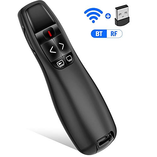 DinoFire for Bluetooth RF 2.4 GHz Powerpoint Presentation Remote Clicker USB Wireless Presenter Remote Laser Pointer Slide Advancer Support Mac PPT