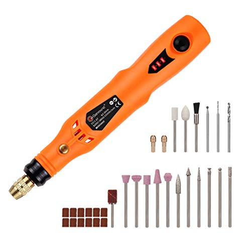 Mini Rotary Tool, Genround 33pcs Electric Rotary Tool Accessories Kit, 3-Speed Cordless Rotary Tool Kit, Grinding Tool, Sanding Bands, Diamond Burrs, Drill Bits, Collets - Perfect for Small Jobs