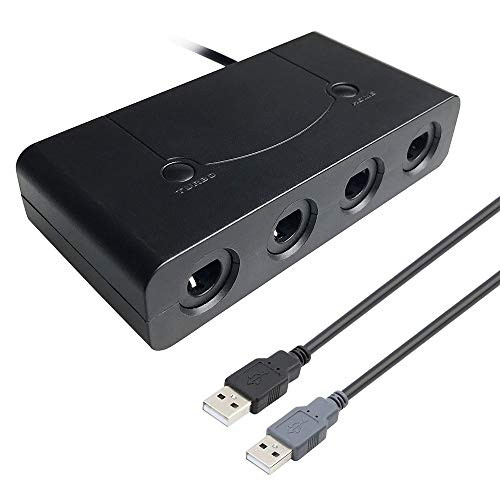 UMTELE GameCube Controller Adapter with Turbo and Home Buttons Compatible for Switch,Wii U & PC USB with 4 Port Replacement with Switch GameCube Controller Adapter