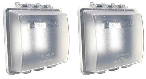 Sealproof 2-Gang Weatherproof Lockable in Use Electrical Power Outlet Cover, Two Gang, UL Extra Duty Compliant, 45-in1, Plastic Clear Frost