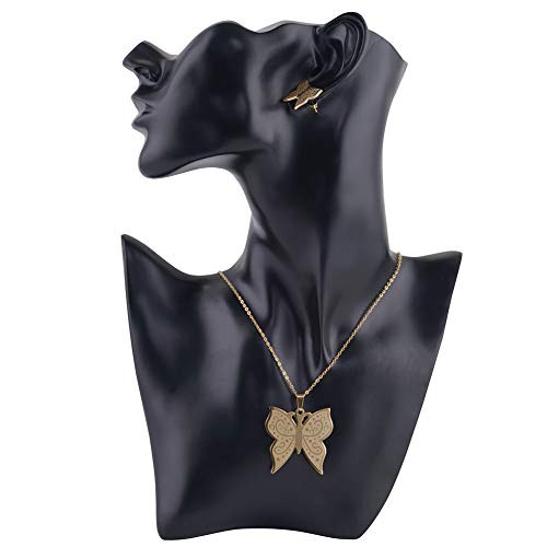 Boutique Jewelry Display Bust Necklace and Earring Mannequin Stand Holder Jewelry Display Stand Holder Rack with Partial Face for Necklace, Earring, Chains, Pendants