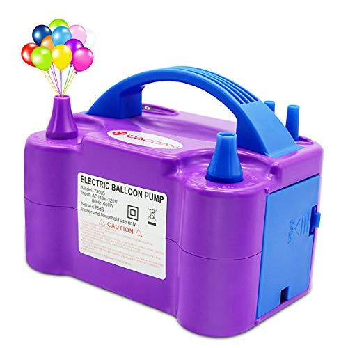 IDAODAN Electric Air Balloon Pump, Portable Dual Nozzle Electric Balloon Inflator/Blower for Party Decoration - 110V 600W (Purple)