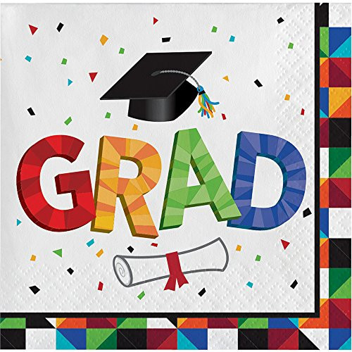 Creative Converting 36 Count Paper Beverage Napkins for Graduation Party, Fractal Fun Creative Converting 36 Count Paper Beverage Napkins for Graduation Party, Fractal Fun