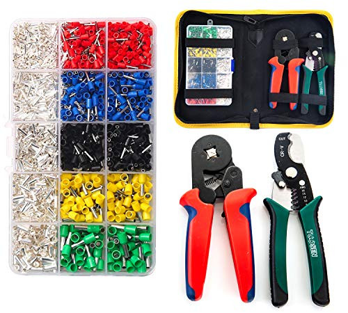 Ferrule Wire Terminal Block Crimping Tool Plier Tool Kit Set with 1640pcs, Wire Crimping Tool Kit with Wire Cutter, Ferrule Crimper Pliers for Stripper, Wiring Projects with Storage Bag