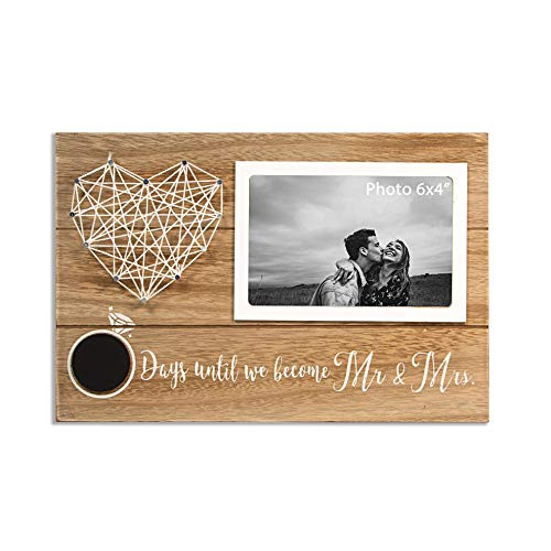 VILIGHT Bridal Shower and Engagement Gifts for Bride and Groom - Rustic Wedding Countdown Picture Frame - Days Until We Become Mr & Mrs for 6x4 Inches Photo
