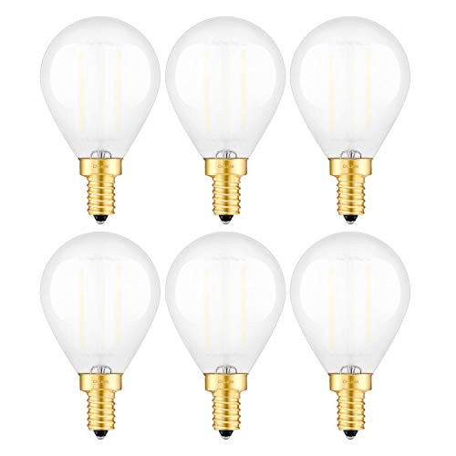 CRLight Dimmable LED Globe Edison Bulb 6W 5000K Daylight White 60W Incandescent Equivalent, Replace 12W Compact Fluorescent CFL Bulbs, E12 Candelabra Base Tiny G14(G45) Frosted Glass LED Bulbs, 6 Pack