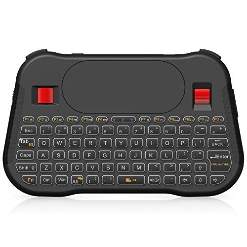 Mini Wireless Keyboard with Touchpad Mouse, 7-Color Backlight Rechargeable Remote Control,2.4Ghz USB Rechargeable Handheld Remote Control Keyboard for Android TV,PC,Smart TV,Xbox,PS4