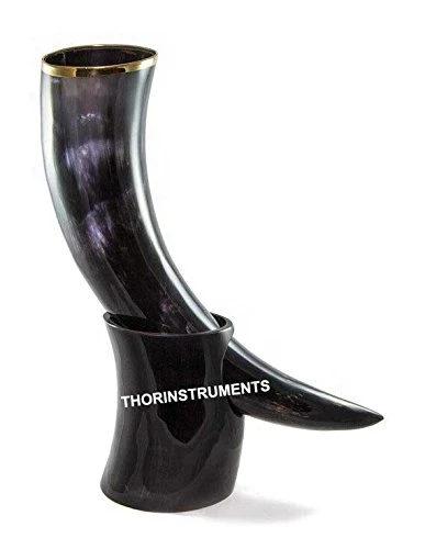 Viking Cup Drinking Horn Tankard Authentic Medieval Inspired drinking horn with stand