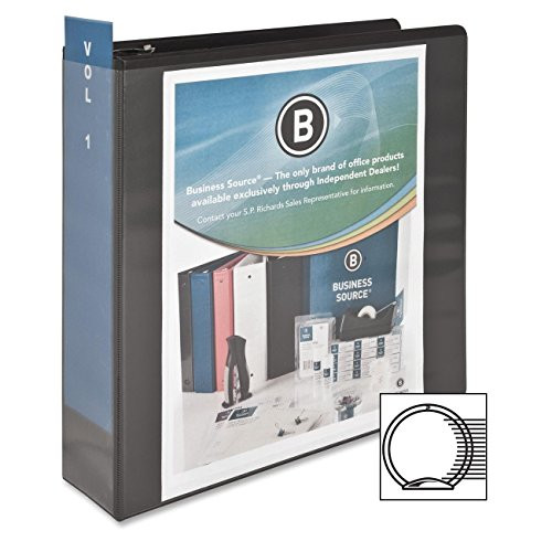 Business Source 3-Inch Round Ring View Binder - Black (09958)
