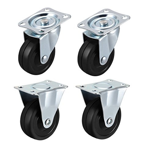 uxcell 2.5 Inch Casters Wheels Rubber Top Plate Mounted Swivel Fixed Caster Wheel, 264lb Total Capacity, 4 Pcs 2 Pcs Swivel, 2 Pcs Fixed