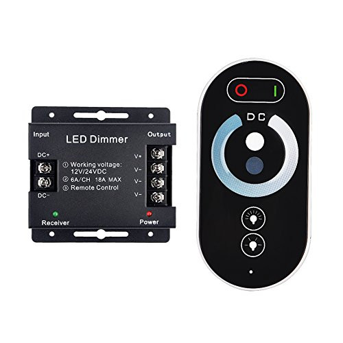 LED TOUCH Dimmer Control,RF Wireless Control Brightness LED Dimmer Switch,INHDBOX LED Strips Dimmer PWM 12/24V to 18A Touch RF Remote Controller Regulator