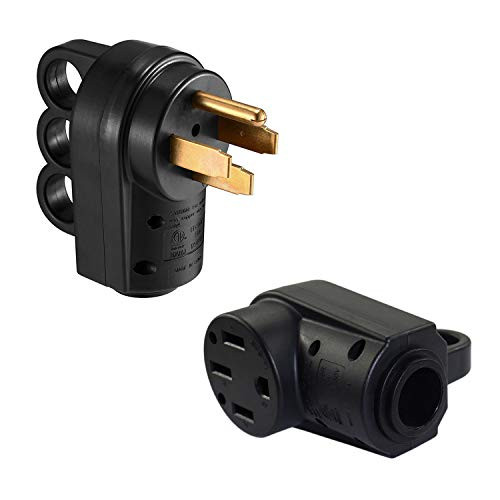 COROTC 50 Amp RV Plug, 125 250V Nema 14-50P Male and 14-50R Female Receptacle Adapter, for Trailer RV Boat Camper Electrical Vehicle, with Handle