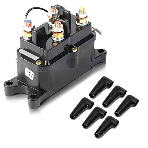 12V 250A Winch Solenoid Relay Contactor, ISSYZONE Off-road Winch Rocker Thumb Switch with 6 Protecting caps for ATV UTV 2000-5000lbs Winch