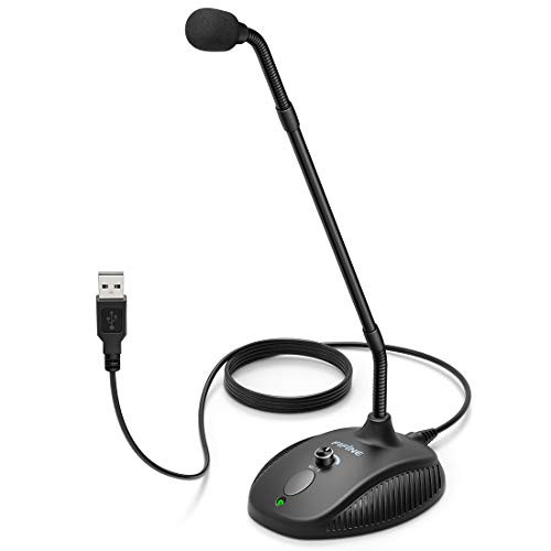 Computer Microphone,Fifine Desktop Gooseneck Microphone,Mute Button with LED Indicator,USB Microphone for Windows and Mac Ideal for Gaming Streaming YouTube Podcast-K052